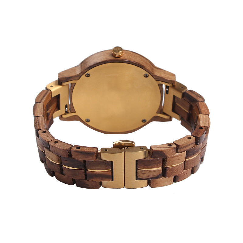 SOPEWOD Wooden Mens Watches Stylish Wood & Stainless Steel Combined Quartz Casual Wristwatches