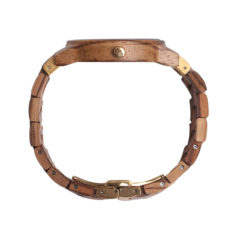 SOPEWOD Wooden Mens Watches Stylish Wood & Stainless Steel Combined Quartz Casual Wristwatches