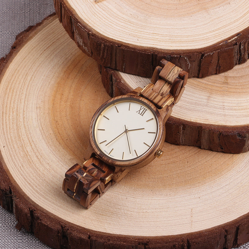 SOPEWOD Wooden Mens Watches Stylish Wood & Stainless Steel Combined Quartz Casual Wristwatches