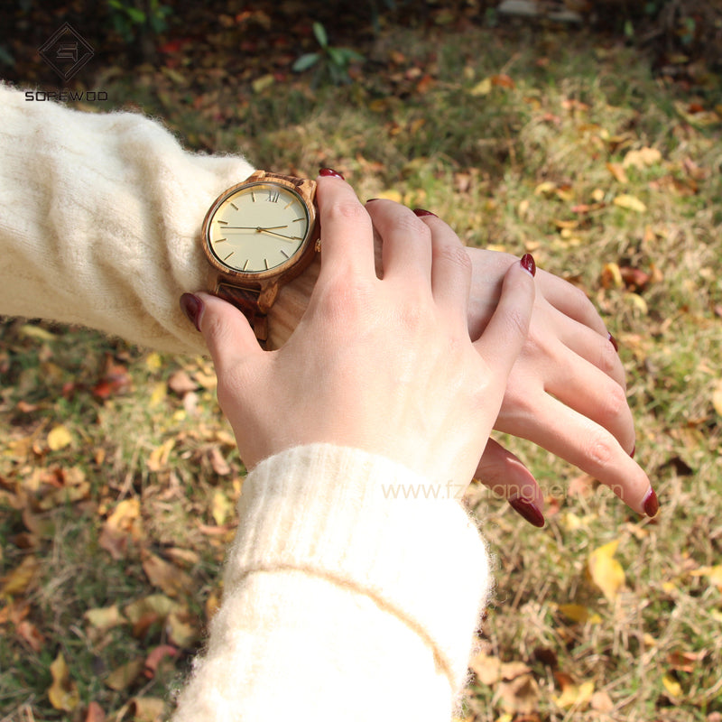 SOPEWOD Wooden Mens Watches Stylish Wood & Stainless Steel Combined Quartz Casual Wristwatches