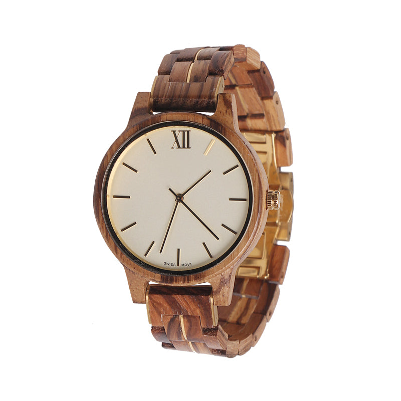 SOPEWOD Wooden Mens Watches Stylish Wood & Stainless Steel Combined Quartz Casual Wristwatches