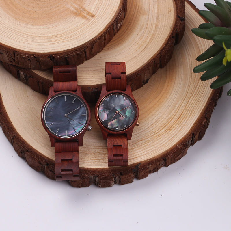 SOPEWOD Mens Women Wooden Shell Dial Wristwatches Adjustable Wood Band Fashion Casual Watch with Luminous Hands for Valentine's Day and Wedding Anniversary
