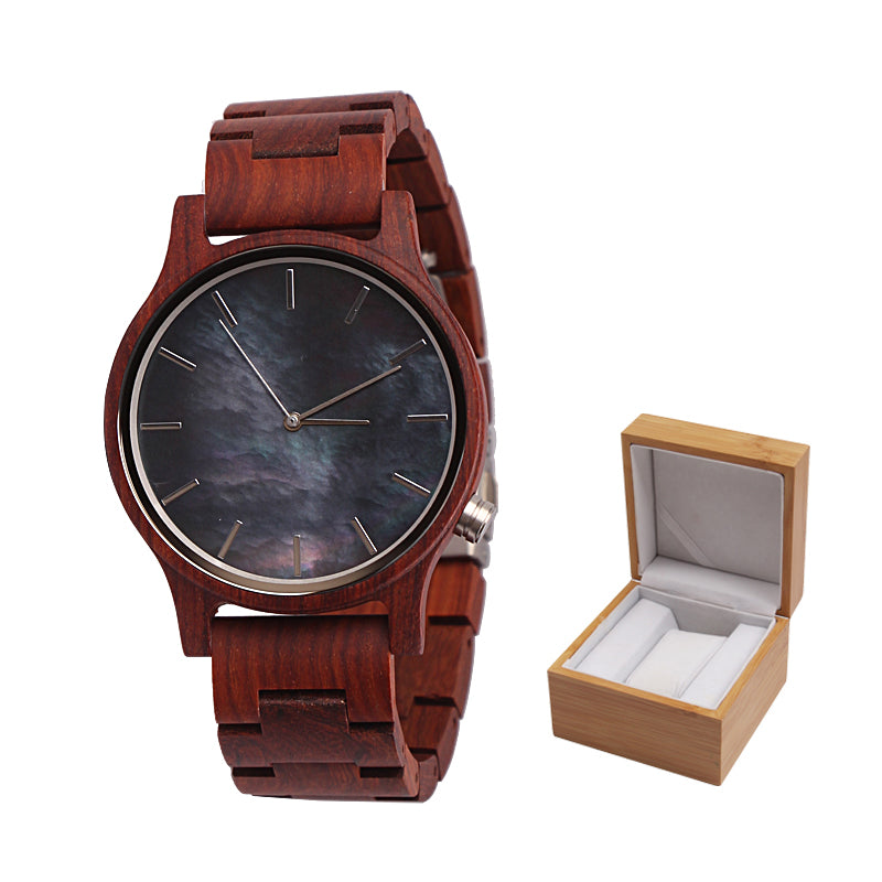 SOPEWOD Mens Women Wooden Shell Dial Wristwatches Adjustable Wood Band Fashion Casual Watch with Luminous Hands for Valentine's Day and Wedding Anniversary