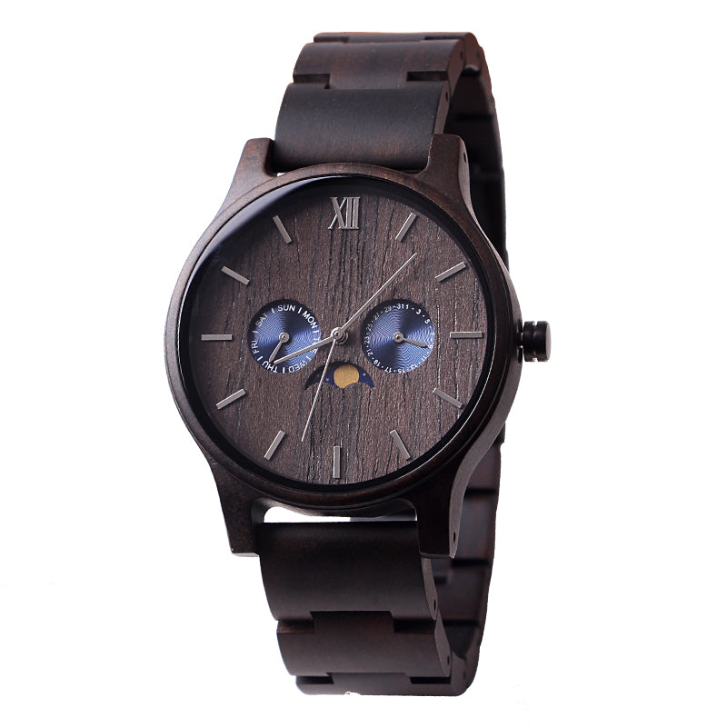 SOPEWOD Mens Personalized Engraved Wooden Watches, Stylish Wood & Stainless Steel Combined Quartz Casual Wristwatches for Men Family Friends
