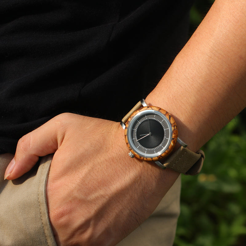 SOPEWOD new trend custom private label sandalwood walnut olive metal wooden watches, leather watch for men