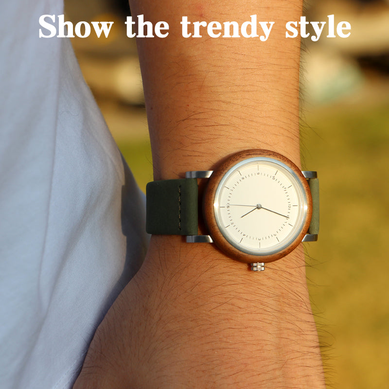 SOPEWOD trend custom private label new material olive metal wooden watches, leather watch for men