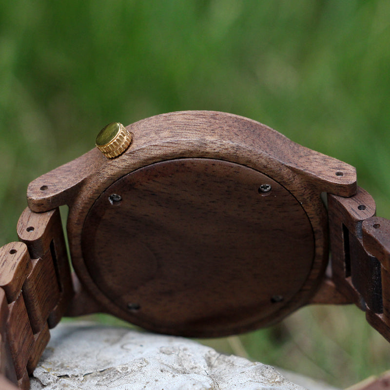 SOPEWOD Men's walnut Wood Watch and Stone Face Design