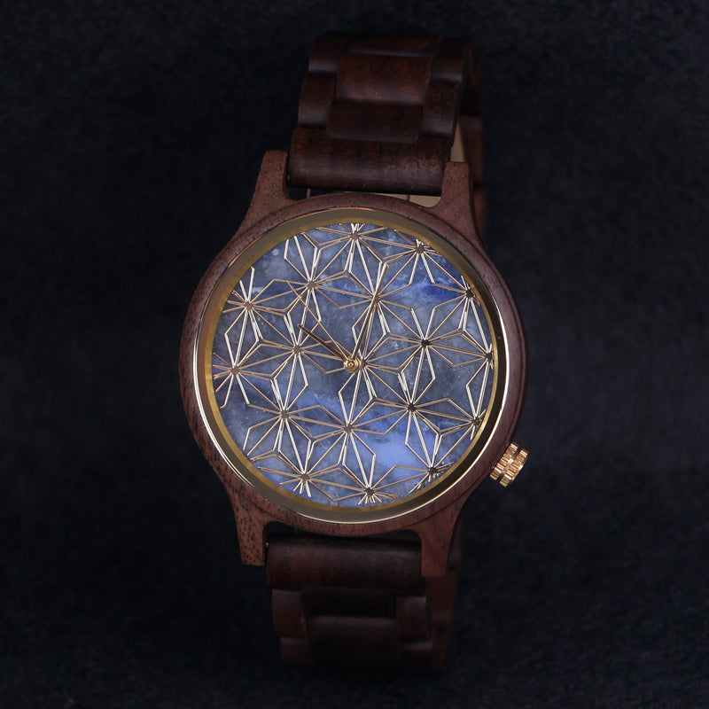 SOPEWOD Men's walnut Wood Watch and Stone Face Design