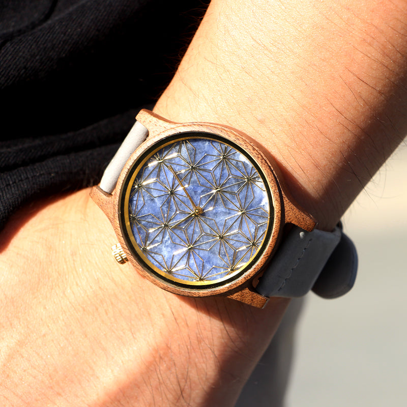 SOPEWOD Men's walnut Wood Watch and Stone Face Design