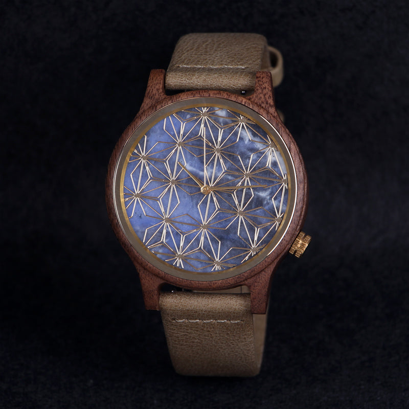 SOPEWOD Men's walnut Wood Watch and Stone Face Design