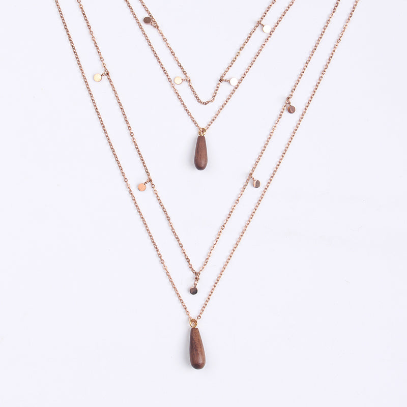 Chain bracelet in stainless steel with wood,gold,rose gold and silver bracelet for women girls