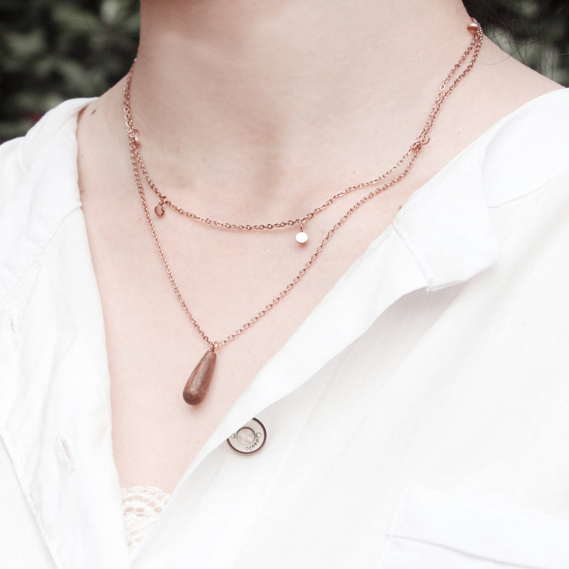 Chain bracelet in stainless steel with wood,gold,rose gold and silver bracelet for women girls