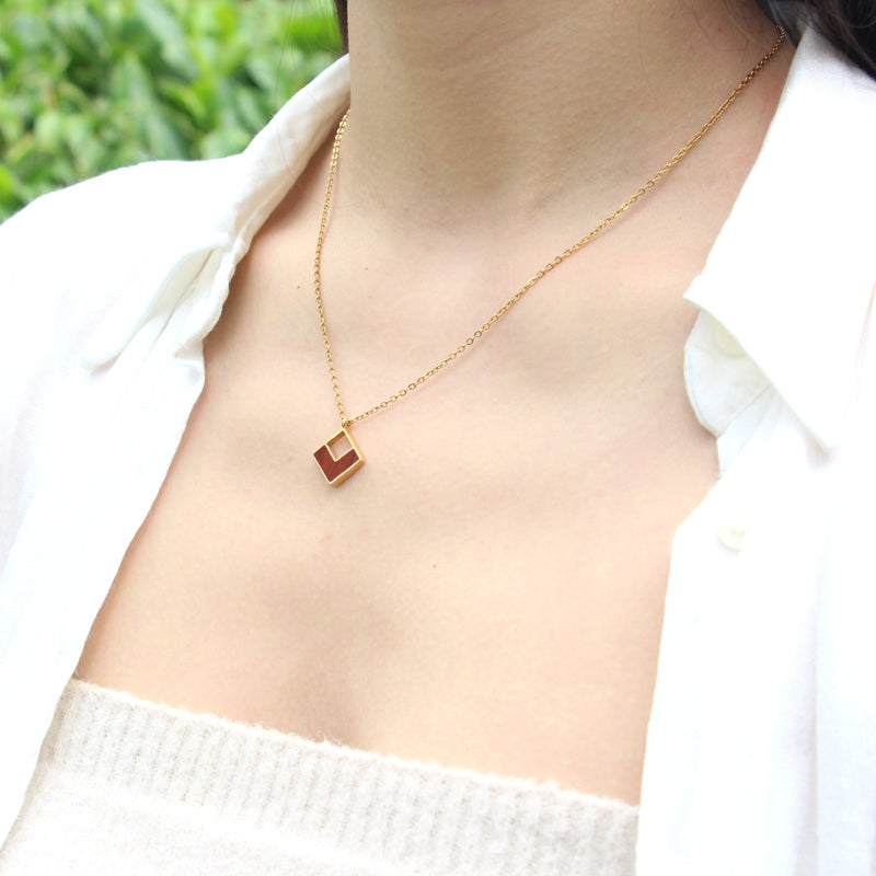 SOPEWOD Wood Inlay Gold  Plated Bracelet Necklace Women Earrings 18K Stainless Steel Jewelry Set